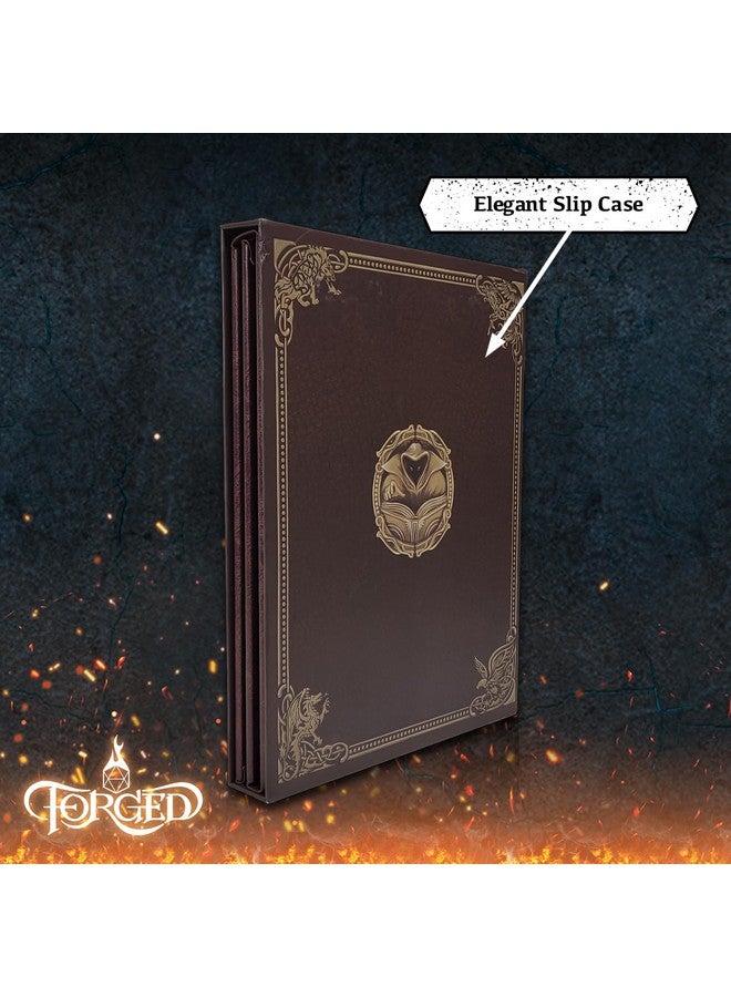 Forged Dice Co. Game Master Screen - 38.5in Landscape DM Screen Compatible with Dungeons and Dragons and Other TTRPG - Faux Dragon Skin with Clear Dry Erase 8.5 x 11 Pockets - Slipcase Stores with DND Books - Brown - Image 5