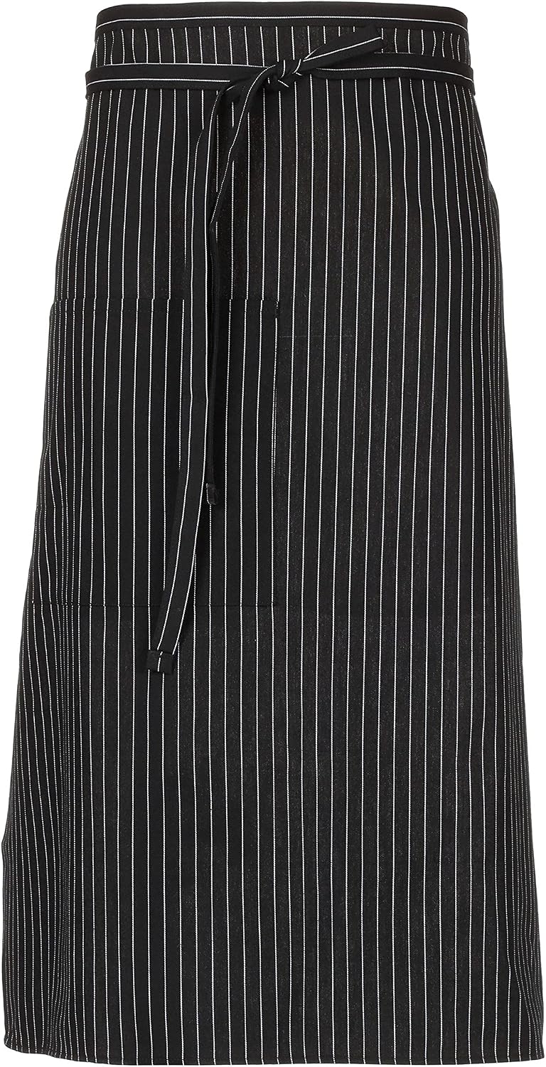 Chef Works Unisex Bistro Chef Apron, Black/White Pinstripe, One Size - Image 2