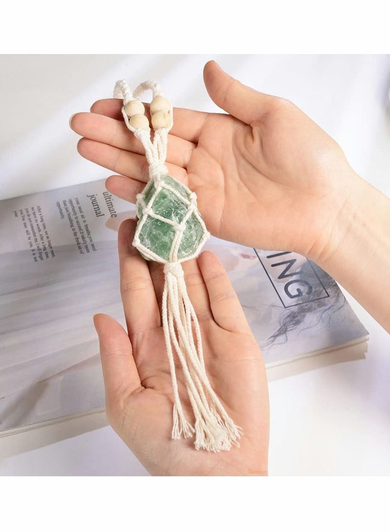 سيوسي قطعتان من بلورات الشفاء الخضراء من الفلوريت فنغ شوي زينة معلقة للسيارة زينة للتأمل والتعليق حلية نافذة حلية للديكور المنزلي - Image 3