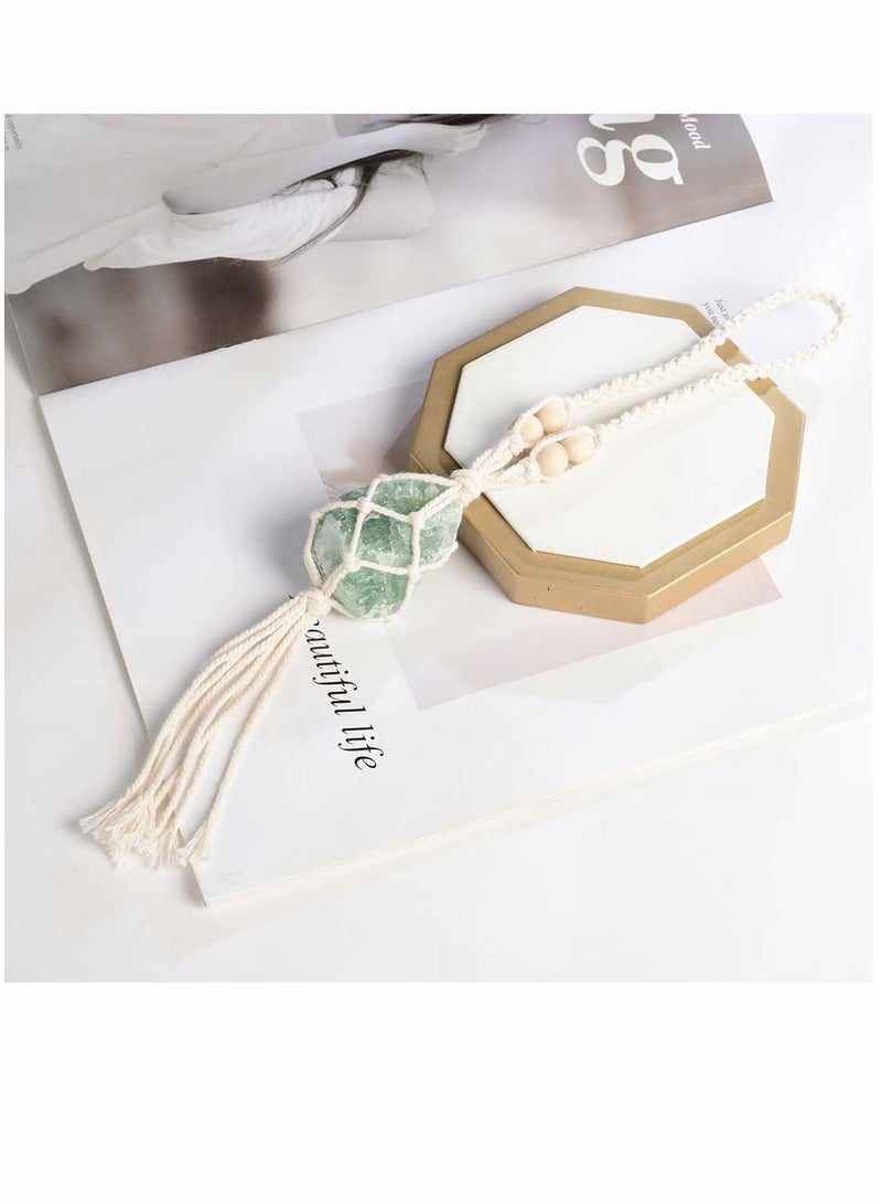 سيوسي قطعتان من بلورات الشفاء الخضراء من الفلوريت فنغ شوي زينة معلقة للسيارة زينة للتأمل والتعليق حلية نافذة حلية للديكور المنزلي - Image 2