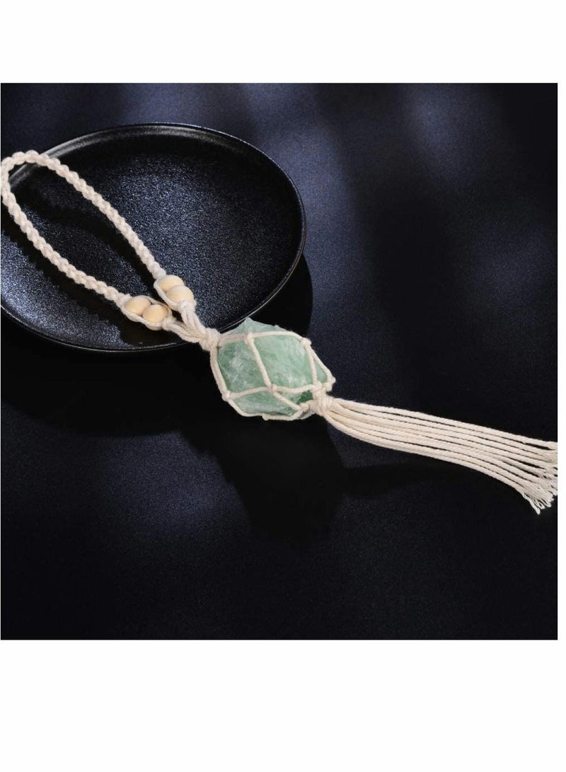 سيوسي قطعتان من بلورات الشفاء الخضراء من الفلوريت فنغ شوي زينة معلقة للسيارة زينة للتأمل والتعليق حلية نافذة حلية للديكور المنزلي - Image 5