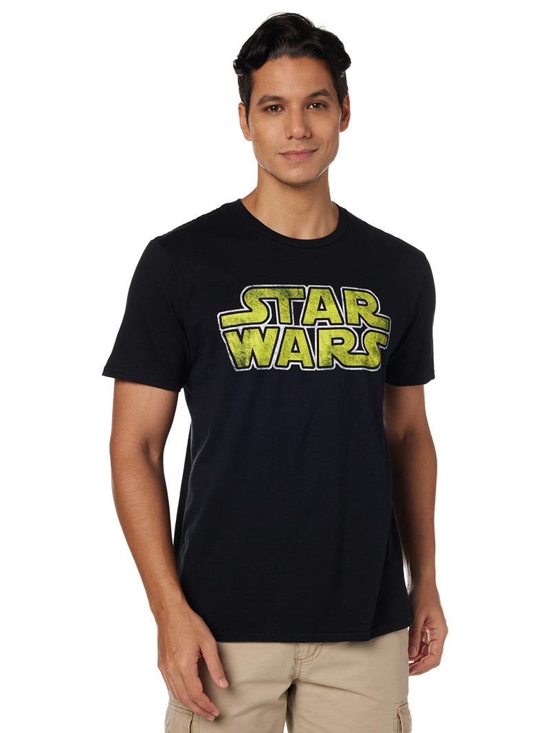 Star Wars Men's Classic Vintage Simple Logo T-Shirt, Black, Medium - Image 5