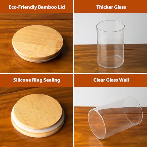 ENLOY Glass Food Storage Jars 32 OZ Set of 3, 3 Pack Airtight Food Storage Jar with Bamboo Lid, Clear Food Canisters for Nuts, Coffee Beans, Sugar, Flour, Snacks, Spice and More (950ml) - Image 4
