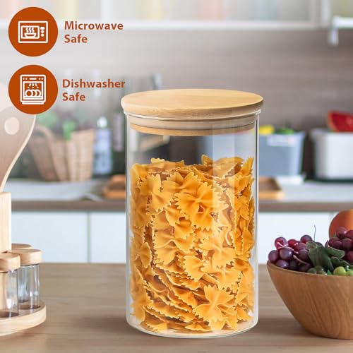 ENLOY Glass Food Storage Jars 32 OZ Set of 3, 3 Pack Airtight Food Storage Jar with Bamboo Lid, Clear Food Canisters for Nuts, Coffee Beans, Sugar, Flour, Snacks, Spice and More (950ml) - Image 5