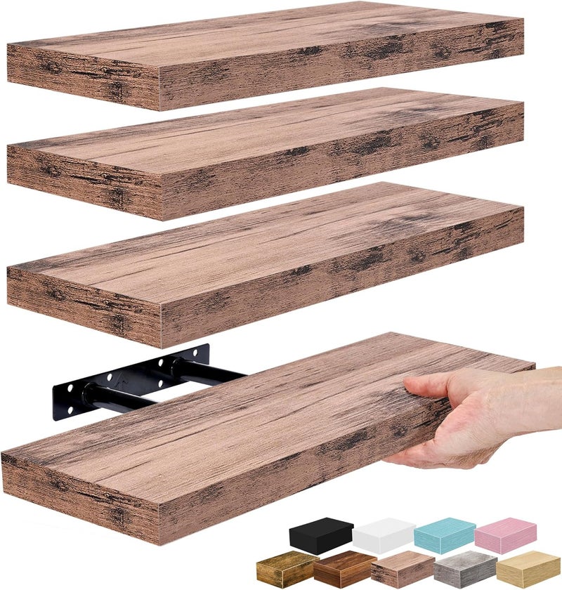 Sorbus Floating Shelves for Wall, Bathroom Shelves Wall Mounted for Kitchen, Bedroom, Living Room, Bathroom Storage, Over Toilet, Hanging Book Shelf for Wall Home Decor (4 Pack) - Image 1