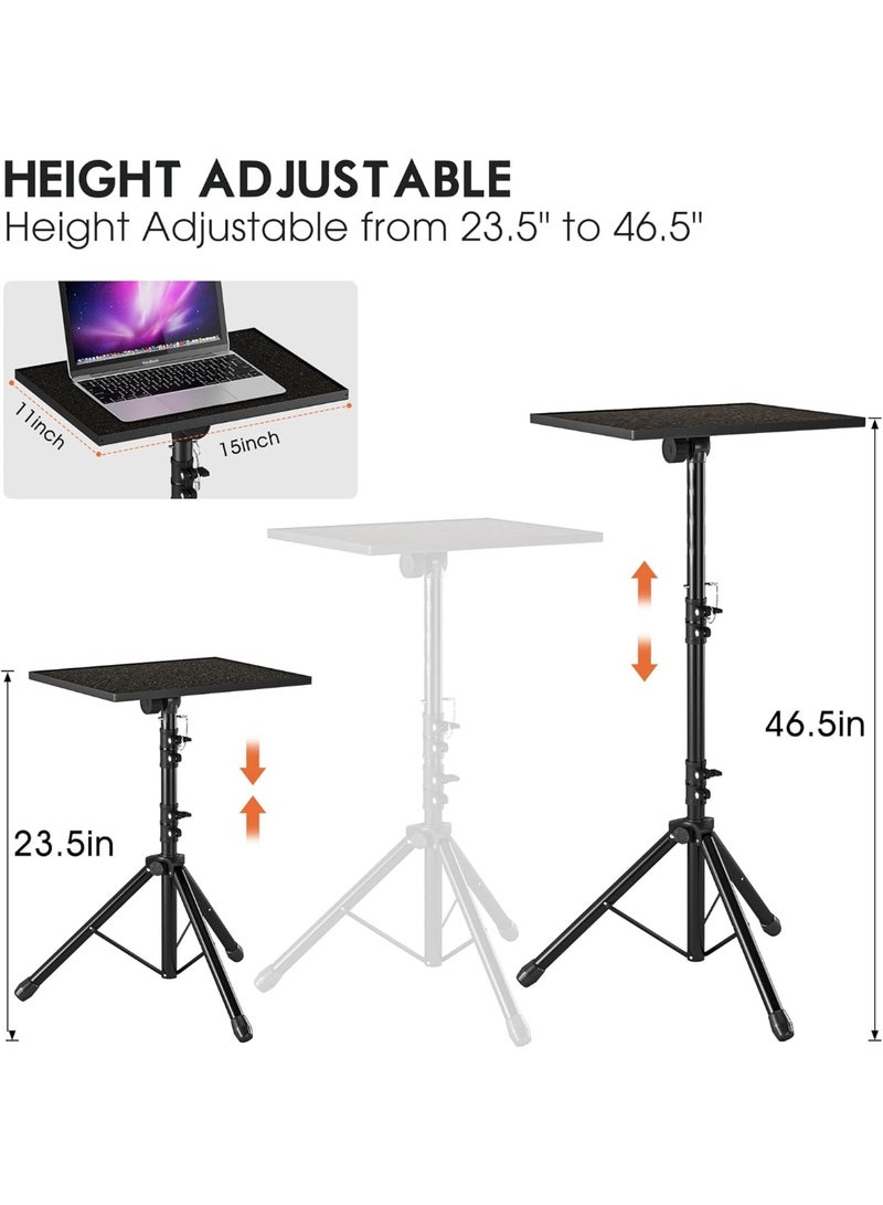 MUNTAQI حامل ثلاثي القوائم قابل للتعديل لجهاز العرض مع صينية ماوس قابلة للإزالة وحامل هاتف مرن، ارتفاع قابل للتعديل من 23.5" إلى 46.5" لتركيب اللابتوب في المكتب، المنزل، المسرح، الاستوديو وإعدادات الدي جي. - Image 4