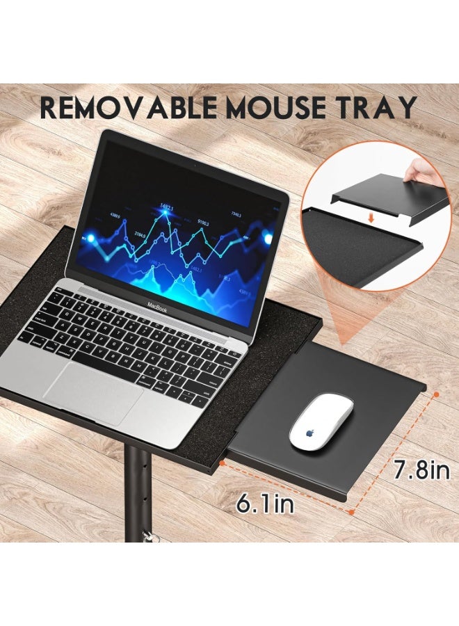 MUNTAQI حامل ثلاثي القوائم قابل للتعديل لجهاز العرض مع صينية ماوس قابلة للإزالة وحامل هاتف مرن، ارتفاع قابل للتعديل من 23.5" إلى 46.5" لتركيب اللابتوب في المكتب، المنزل، المسرح، الاستوديو وإعدادات الدي جي. - Image 5