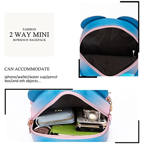 KL928 Girls Mini Backpack Bowknot Polka Dot Cute Small Daypacks Convertible Shoulder Bag Purse for Women - Image 4