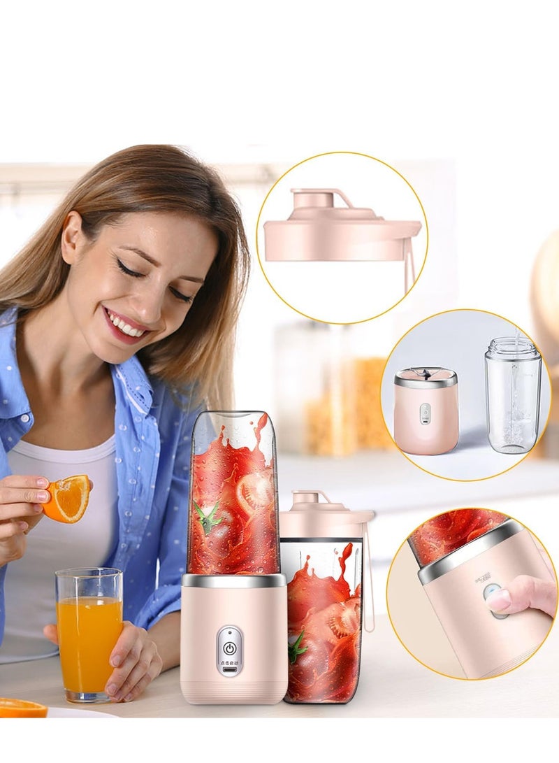 تراسل خلاط محمول صغير الحجم سعة 400 ملليتر مع غطاء إضافي، كوب عصّارة بحجم شخصي لراحة أثناء التنقل - مثالي للمخفوقات والعصائر وتحضير الطعام والخلط المجمد، خالٍ من مادة BPA  - Image 4