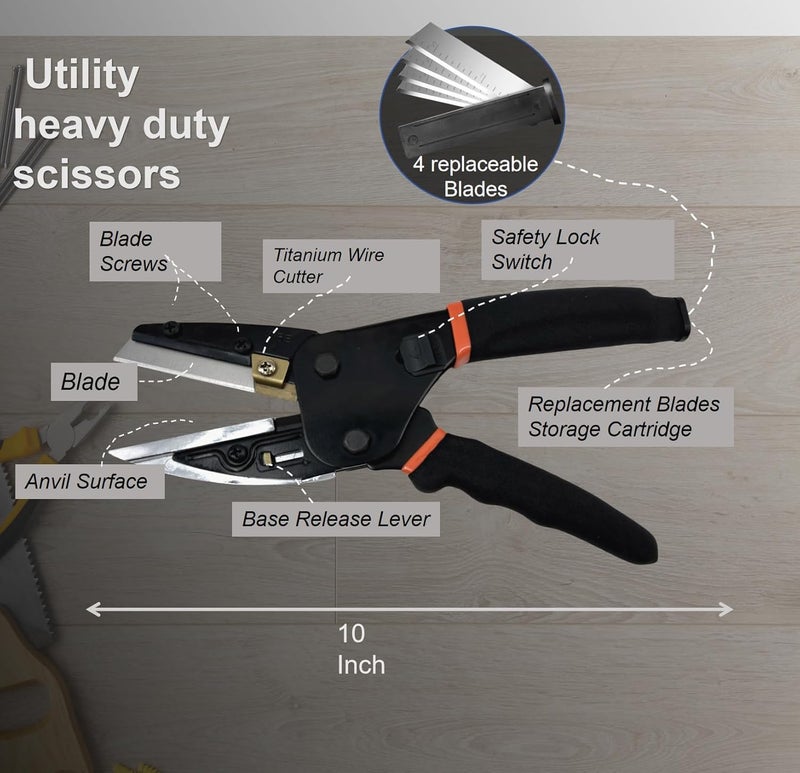 Cyrox MultiCut 3 in 1 Power Cutting Tool with 3 Replacement Blades Electrician Scissors Utility Cutter Blade Wire Cutter Industrial and Home Use Scissors with Enhanced Safety 1Pcs - Image 2