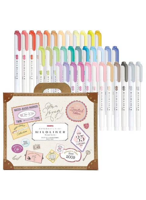 Zebra Highlighter Mildliner 35 Color Set Gift Box WKT7-35C , Multicolor