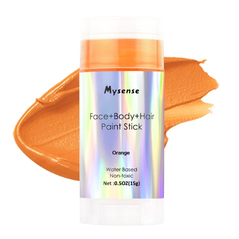 Mysense Orange Face Body Hair Paint Stick,Water Based Washable Temporary Hair Color,Non-toxic Cream Body Paint for Halloween Costume Pumpkin Cosplay Makeup,0.5oz - Image 1