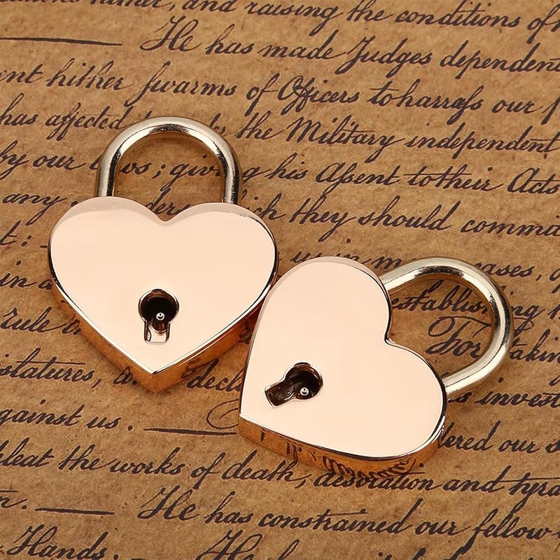 2 Pieces Antique Bronze Heart Padlock And Skeleton Key Set For Luggage Diary Jewelry Box - Image 4