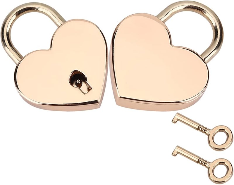 2 Pieces Antique Bronze Heart Padlock And Skeleton Key Set For Luggage Diary Jewelry Box - Image 5