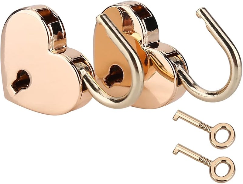 2 Pieces Antique Bronze Heart Padlock And Skeleton Key Set For Luggage Diary Jewelry Box - Image 3