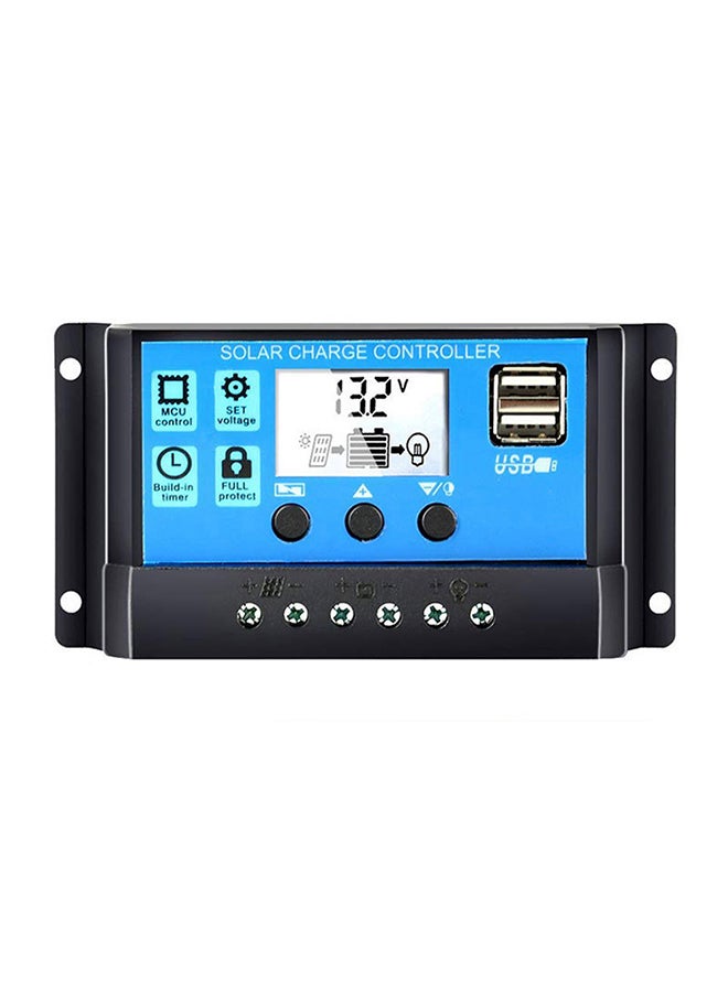 Solar Panel Battery Charge Controller With Dual USB Blue/Black 5.9 x 3.1 x 1inch - Image 1