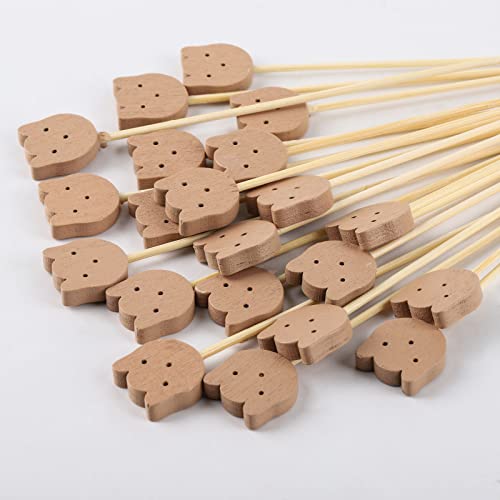 acDesign 200 Pcs Bamboo Cocktail Picks 4.7 Inch Bear Face Cocktail Sticks Food Picks Garnish Sticks Decorative Toothpicks for Appetizers, Fruits, Dessert, Baby Shower, Birthday Wedding, Party Supplies(Bear) - Image 3