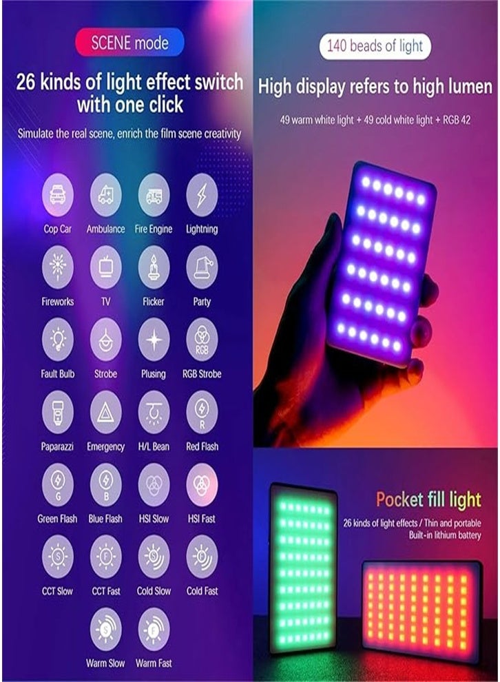 Video Light and Camera LED - Full Color CRI95+ Dimmable 2500K-9000K, 20 Scene Effects for Vlog Live Video, Photography, Video Conferencing, Great for Macro and Product Shooting (Black) - Image 3