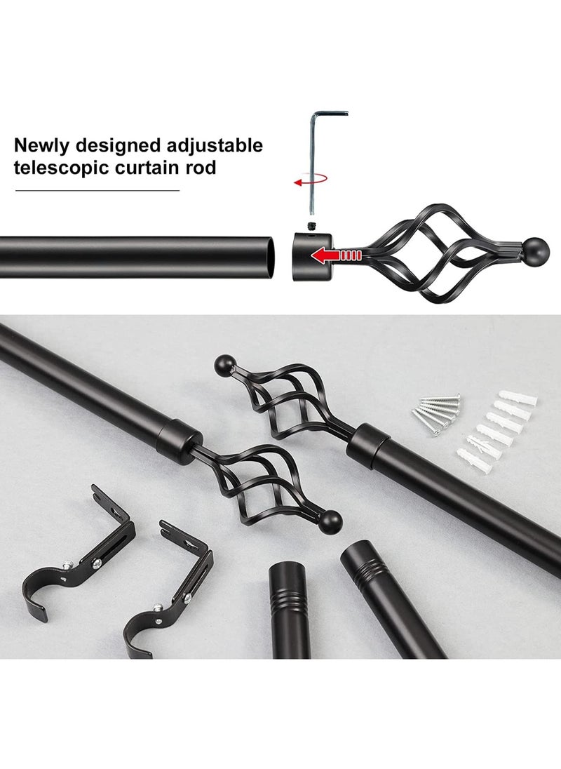 AL WADI FURNITURE Roman Pole Style Heavy Duty Luxury Extendable Curtain Rod, Metal Single Rod Finials Decorative End Window Treatment Rod Drapery Rod (BLACK, 150 – 300 cm)  - Image 5