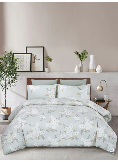 Donetella Bedding Comforter Set Queen Size, 4-Pcs Bed Set Fits 160x200 Cms -Printed Bedding Set-All Season- Brushed Microfiber (طقم مفرش سرير فندقي)