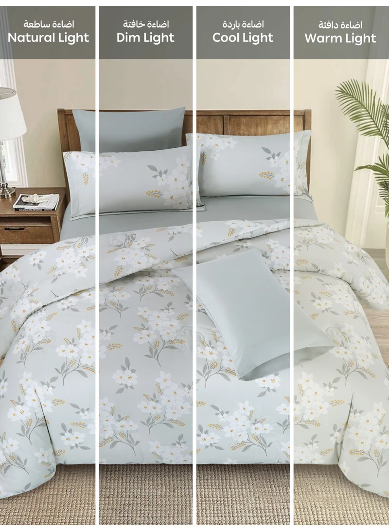 Donetella Bedding Comforter Set Queen Size, 4-Pcs Bed Set Fits 160x200 Cms -Printed Bedding Set-All Season- Brushed Microfiber (طقم مفرش سرير فندقي)