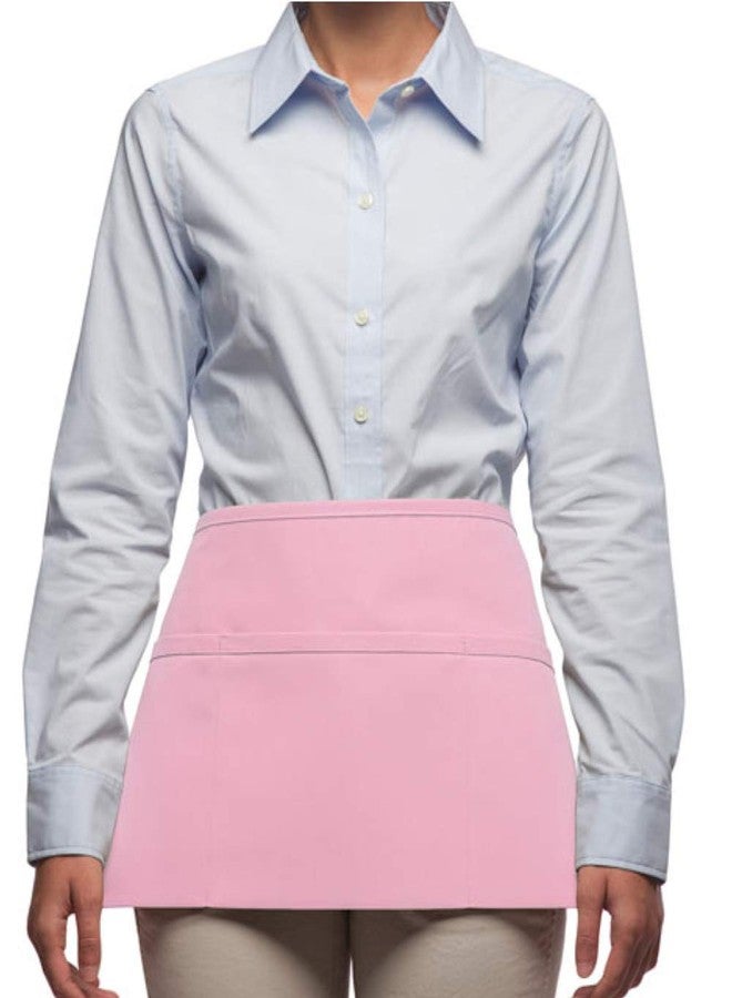 Rexzo Unisex 3 Pocket Deluxe Waist Apron for Waiters, Waitresses, and Food Servers– Made in the USA - Regular Pink - Image 1
