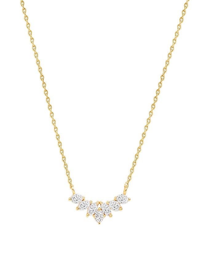 MINUTIAE Womens Gold-Plated Stones-Studded Pendant Necklace With Chain MNT0417_G - Image 1