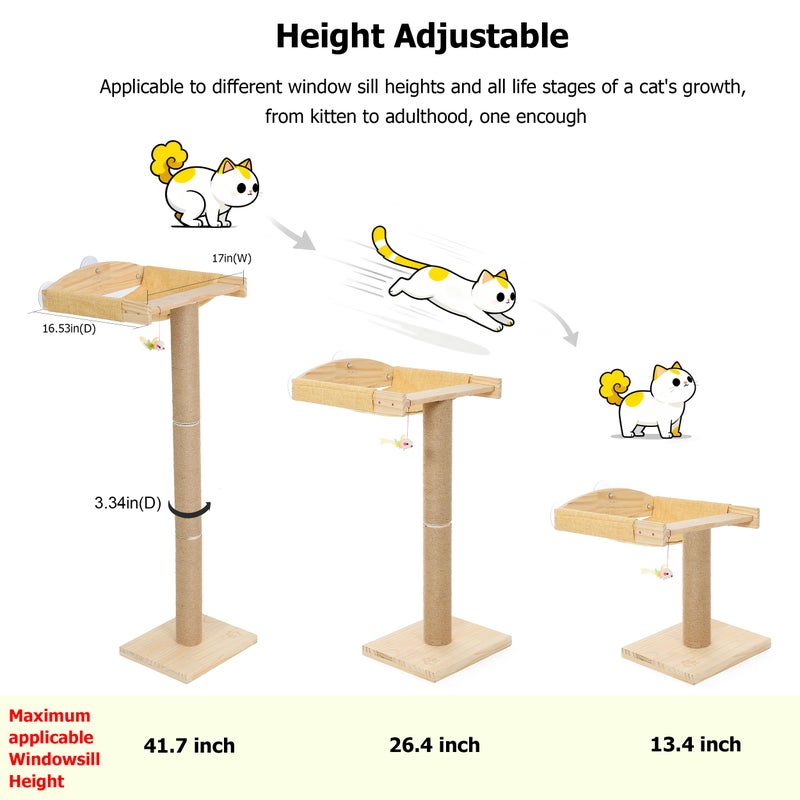Caloreduce Cat Window Perch with Tall Scratching Posts, Inside 46" Climbing Tree Hammmock Mounted with Suction Cups for Sleeping,Playing and Watching Birds - Image 5