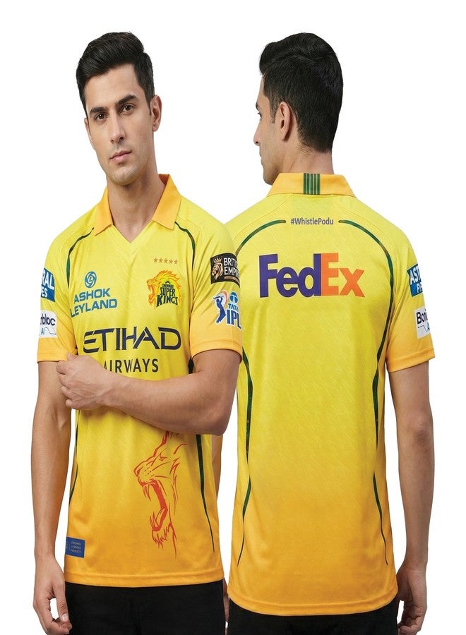playR x Chennai Super Kings Original Match Jersey IPL 2026 - Adult Plain Half Sleeve CSK Cricket T-Shirt, Regular Fit Sportswear Tee for Training, Outdoor & Match Day Activewear for All Season - Image 1