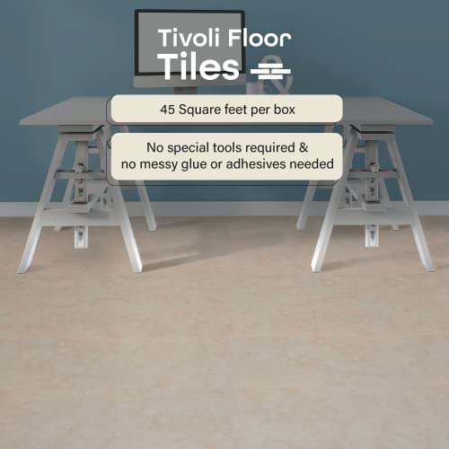 Achim Tivoli Self Adhesive Vinyl Floor Tiles 45 Tiles 12 x 12 Carrera Marble Peel Stick DIY Flooring for Kitchen Dining Room Bedrooms Basements Bathrooms by Achim Home Decor - Image 3