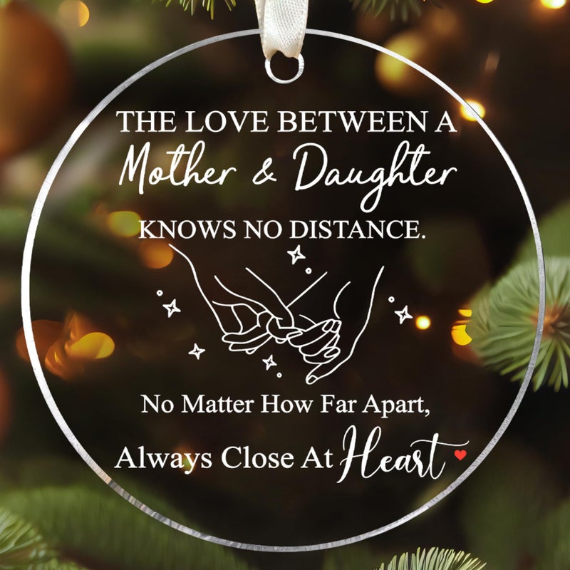 HUNIGIFT Daughter Christmas Ornaments 2024 - Daughter Christmas Ornaments  Mom Christmas Ornaments - Daughter Ornament  Mom Ornament - Daughter Gifts from Mom  Gifts for Mom - Acrylic Christmas Ornaments 2024 - Image 1