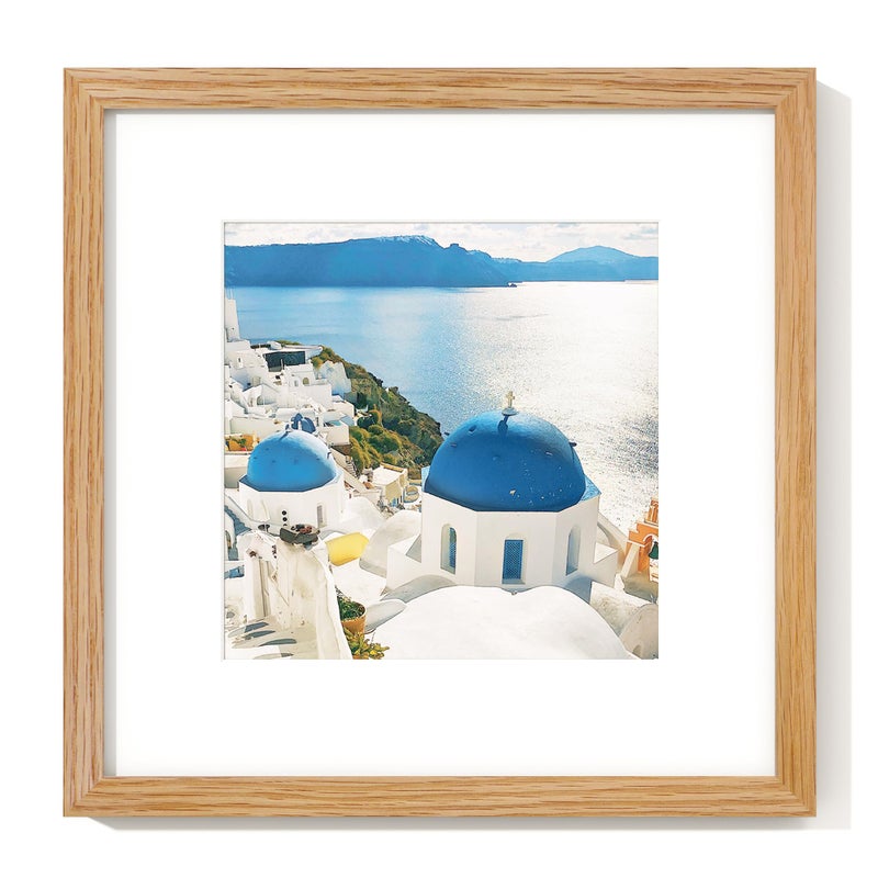 Axeman 12x12 Picture Frame with Mat for 8x8 Solid Oak Wood Square Picture Frame with Tempered Glass Natural Wooden 12x12 inch Photo Frame for Wall Home Decor Art Photo and Prints Natural