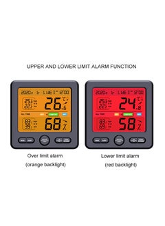 Y&D Indoor Thermometer/Hygrometer, Precision Digital Thermometer Clock, Color Alarm to Remind, with Comfort, Max/Minimum Value, Calendar Week, for Bedroom, Nursery, etc. Grey  - Image 5
