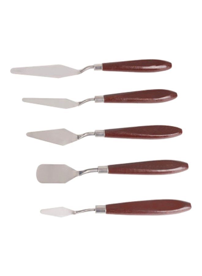 NIBEMINENT 5-Piece Oil Paint Scraper Set Brown - Image 1