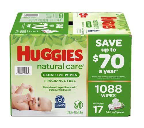 HUGGIES Natural Care Sensitive Baby Wipe Refill, Fragrance Free (1,088 Count) - Image 2
