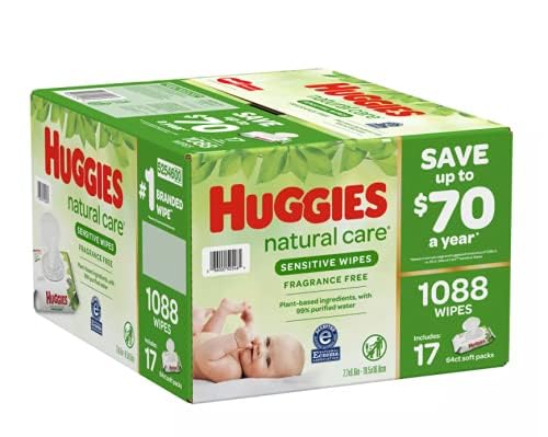 HUGGIES Natural Care Sensitive Baby Wipe Refill, Fragrance Free (1,088 Count) - Image 3