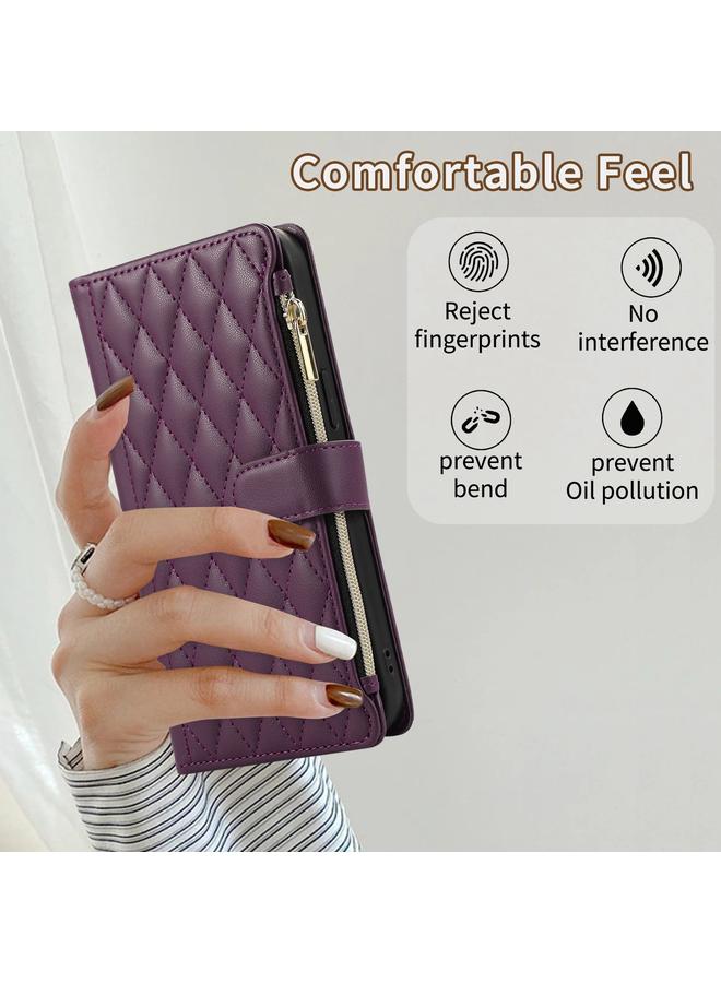 زبون جراب هاتف iPhone 11 Pro مع محفظة جلدية بسحاب معيني الشكل - Image 5