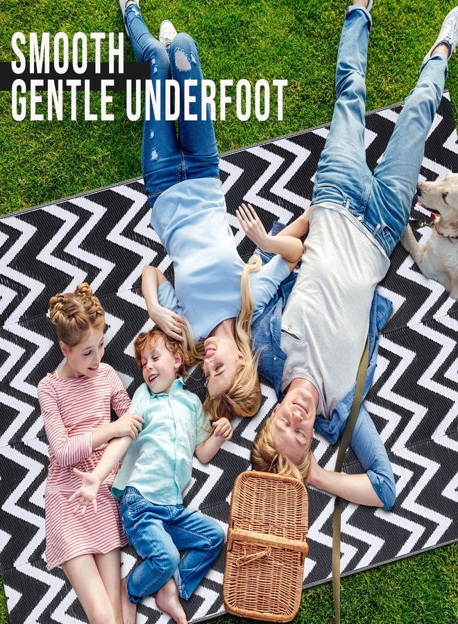 OLANLY Waterproof Outdoor Rug 5x8 ft Clearance, Reversible Plastic Straw Rug, RV Mat, Indoor Outdoor Carpet for Patio, Camping, Balcony, Deck, Backyard, Black & White - Image 5