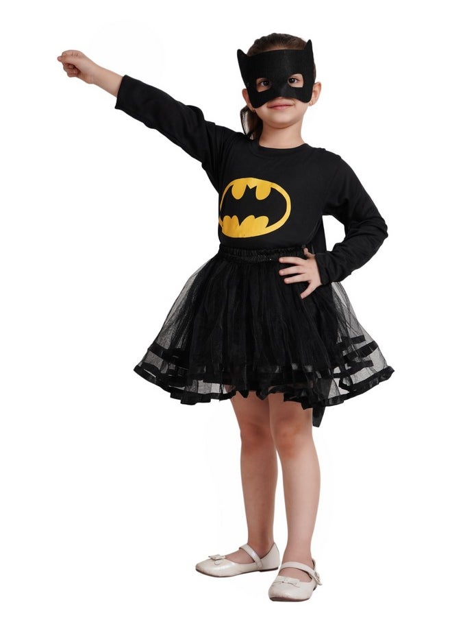 Kaku Fancy Dresses Kaku Fancy Dresses Polyester Bat Super Hero Costume For Girls-Black, 5-6 Years, For Girls  - Image 1