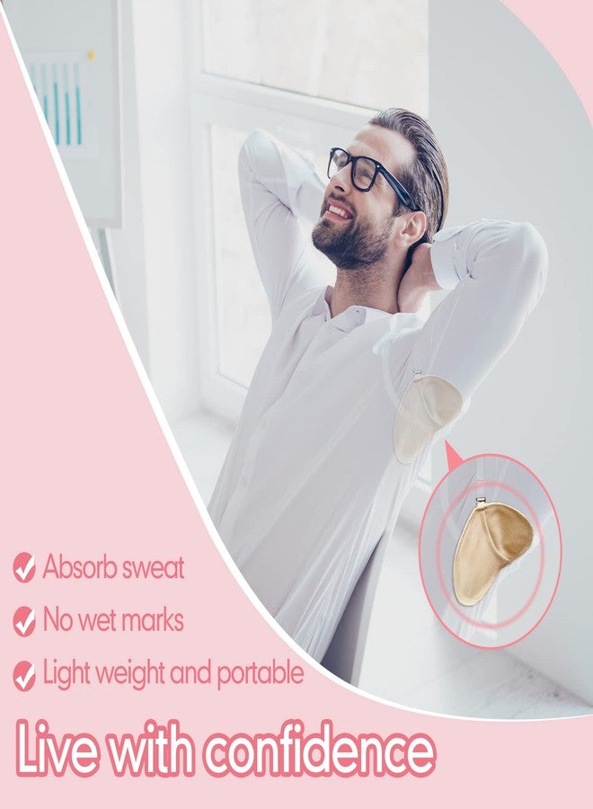 Hercicy 4 أزواج من وسادات العرق تحت الإبط قابلة لإعادة الاستخدام حراس امتصاص تحت الإبط قابلة للغسل مع حزام الكتف تحت الإبط واقيات عرق قابلة للتنفس ماصّة للعرق للنساء والرجال (بيج، أبيض) - Image 5