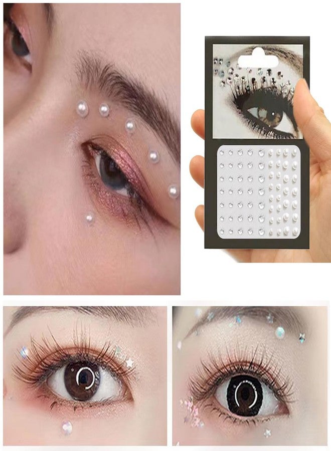 DANNEASY Silver Glitter Eyeshadow Palette and 189pcs Self Adhesive Rhinestones Gem & Pearls, Shimmer Single Eye Shadow Powder Stick on Gems Rhinestones Jewels Stickers for Face Makeup Nail Hair - Image 4
