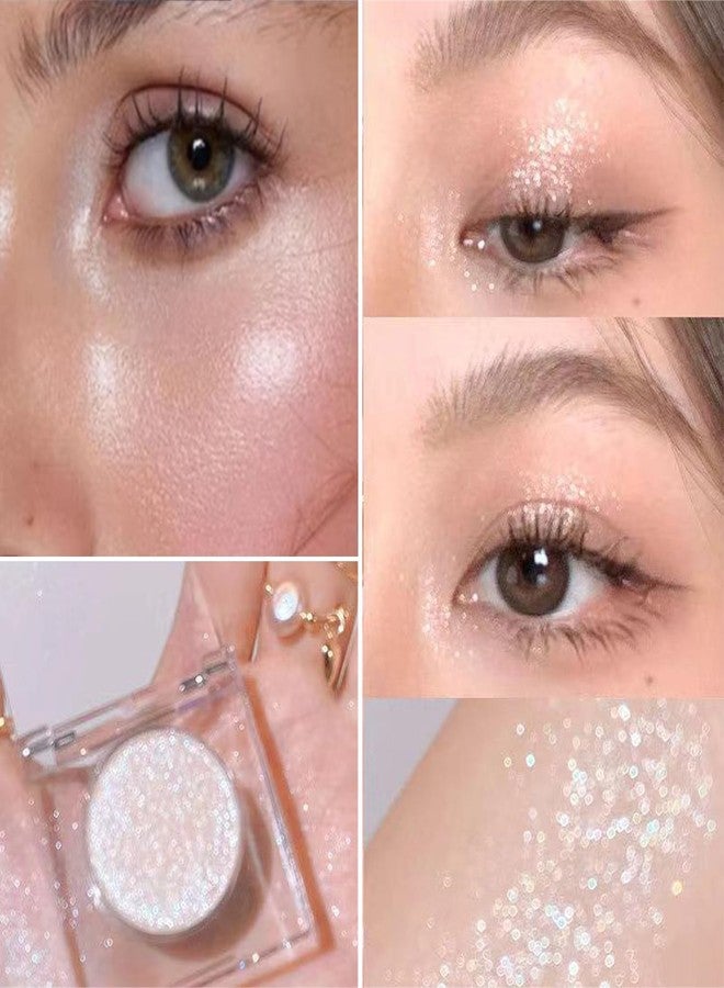 DANNEASY Silver Glitter Eyeshadow Palette and 189pcs Self Adhesive Rhinestones Gem & Pearls, Shimmer Single Eye Shadow Powder Stick on Gems Rhinestones Jewels Stickers for Face Makeup Nail Hair - Image 2