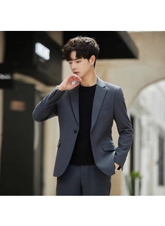 Generic Mens Korean Slim Fit Casual Blazer Jacket dark gray  - Image 5