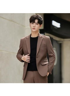 Generic Mens Korean Slim Fit Casual Blazer Jacket dark gray  - Image 2