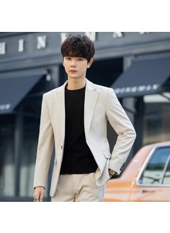 Generic Mens Korean Slim Fit Casual Blazer Jacket dark gray  - Image 3