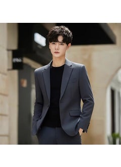 Generic Mens Korean Slim Fit Casual Blazer Jacket dark gray  - Image 4