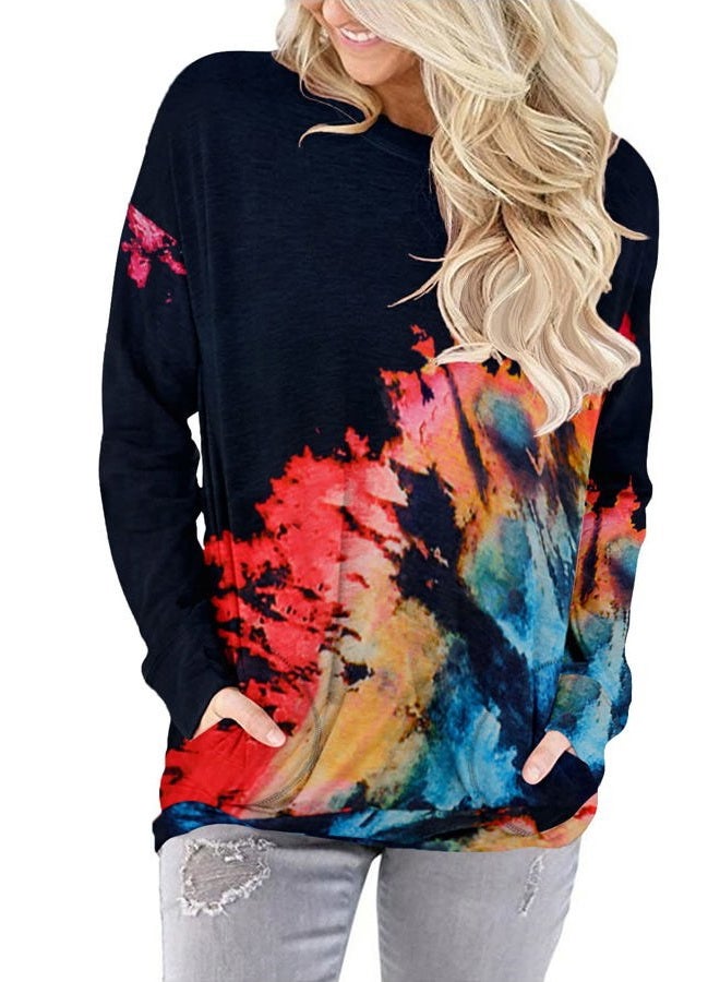 onlypuff Long Sleeve Shirts for Women Fall Fashion Tops Clothing, 06 Rainbow, S - Image 2