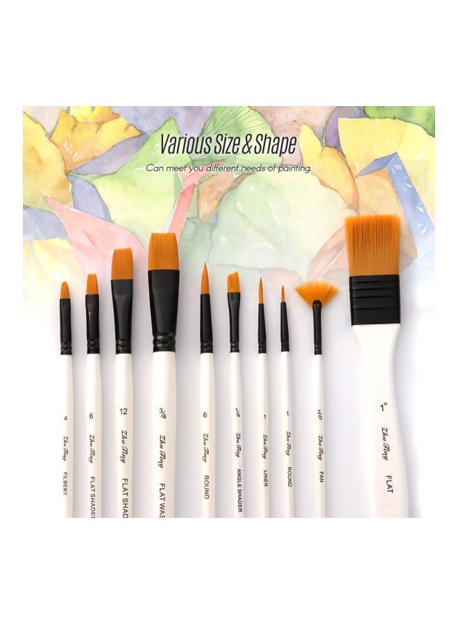 Loquat 10-Piece Paint Brushes With Carry Bag White/Black/Grey - Image 3