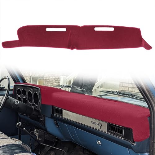 HanLanKa Dash Cover Custom Fit for 1981-1991 Chevy Chevrolet C/K/R/V Series Suburban Blazer,GMC C/K/R/V Series Jimmy,Dashboard Mat Pad Carpet (Maroon) - Image 1