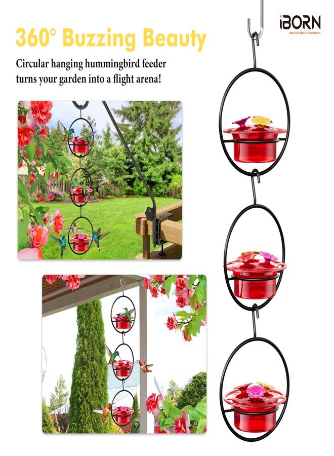 iBorn Circular Hanging Hummingbird feeders for Outdoors 3PCS 3OZ Mini Hummingbird Feeder Humming Bird Feeder, Silicone Feeding Ports, Bee-Proof, 2025 New - Image 5